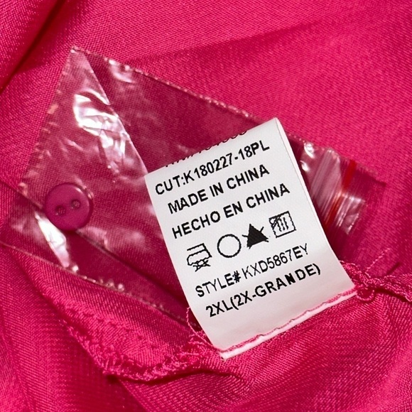 Symphony + Hot Pink Fushia Women's Size 2XL Dress Front Tie Slant Hemline NEW - Picture 11 of 12